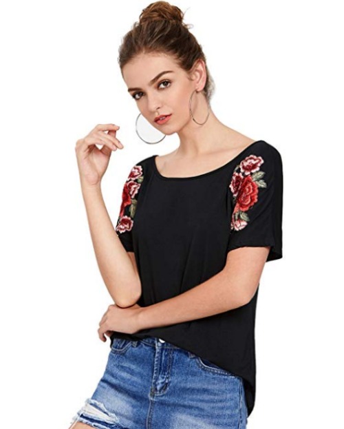 Floral embroidered tee - A Thrifty Mom