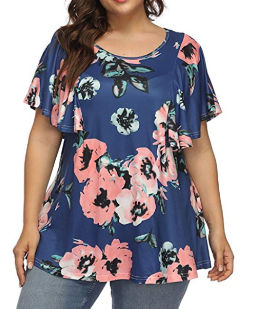 Plus size floral shirt with ruffles – A Thrifty Mom