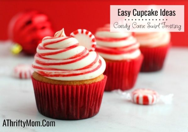 Easy Cupcake Ideas - Candy Cane Swirl Frosting