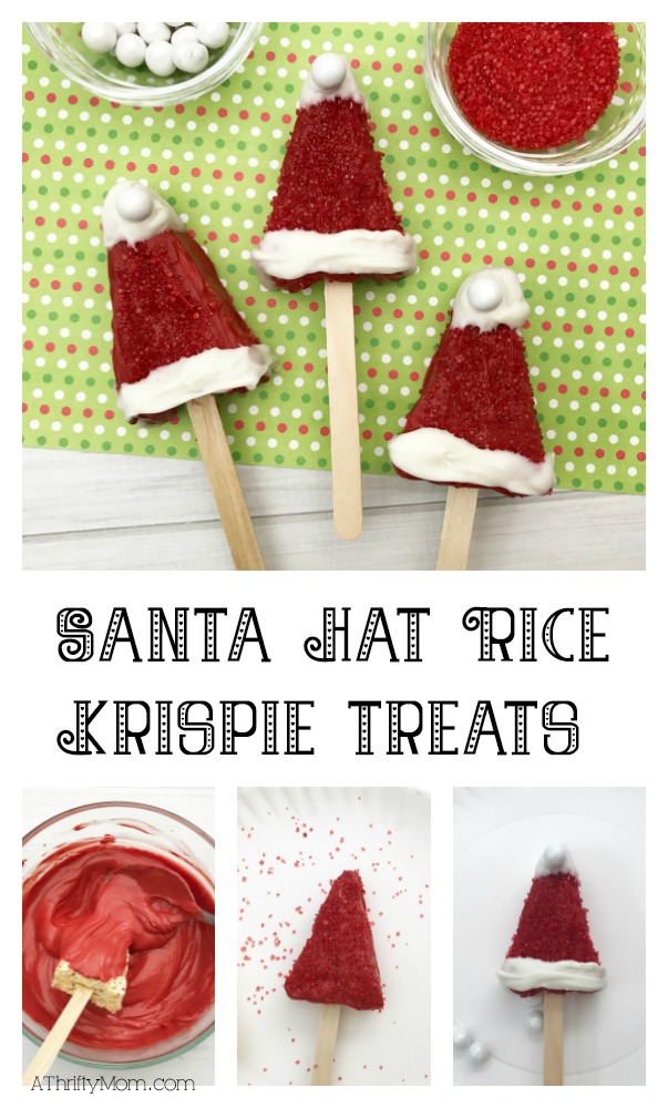 Santa hat Rice Krispies treats - A Thrifty Mom