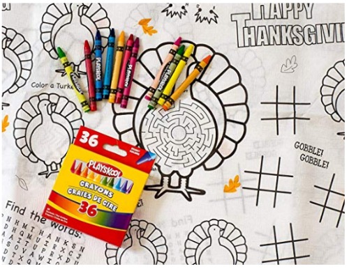 Thanksgiving coloring tablecloth - A Thrifty Mom