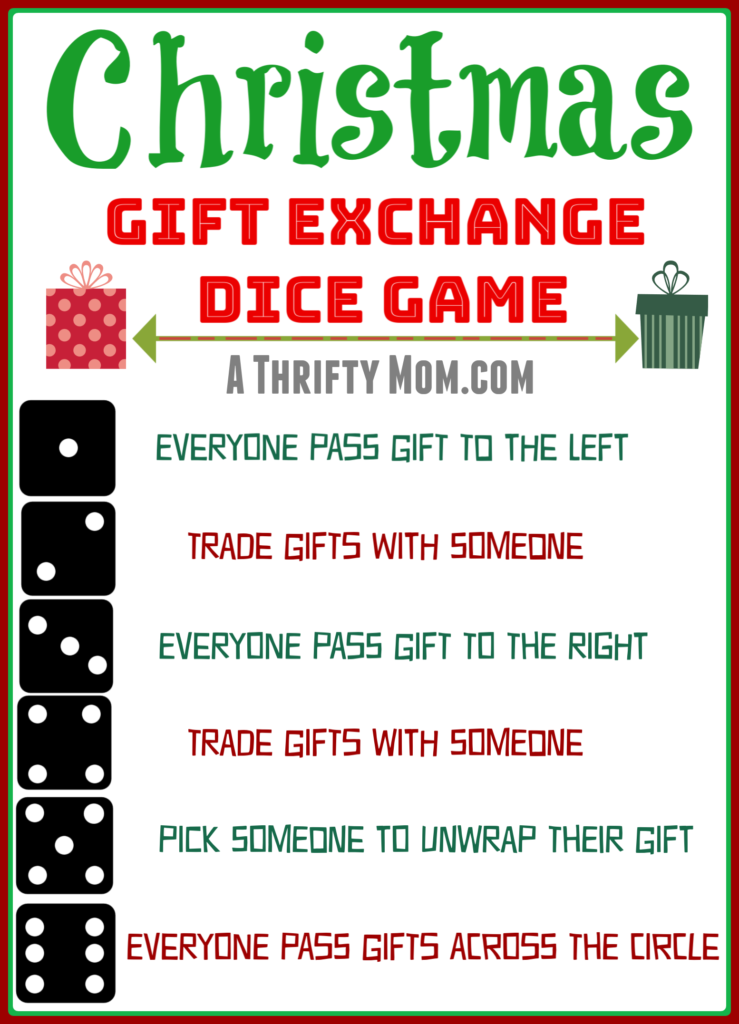 Christmas Gift Exchange Dice Game A Thrifty Mom
