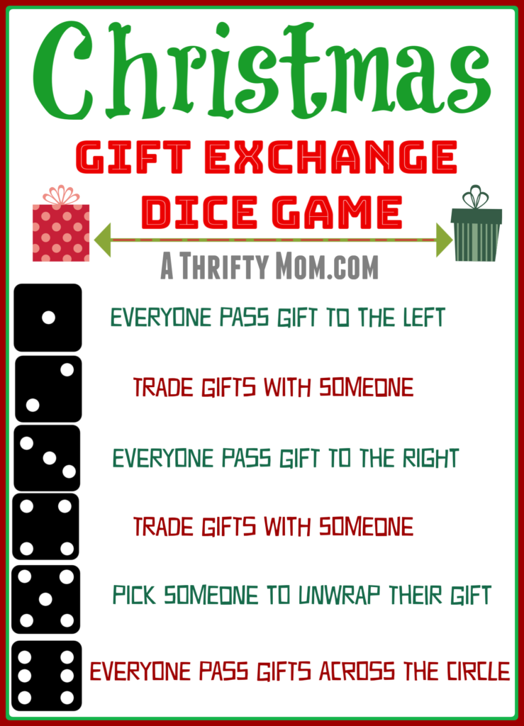 Christmas Gift Exchange Games Using Dice 