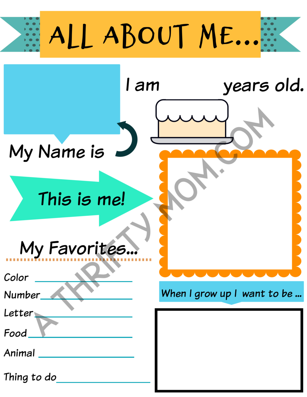 Preschool All About Me Free Printable - A Thrifty Mom