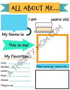 Preschool All About Me FREE Printable - A Thrifty Mom