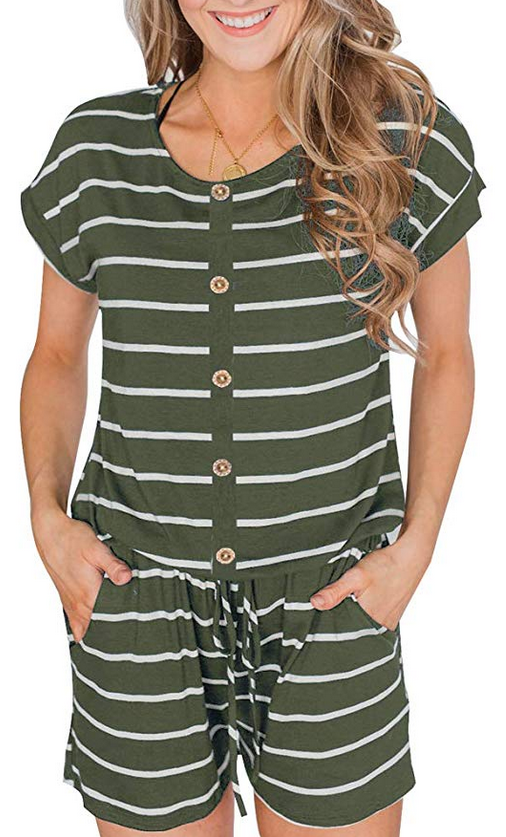 Short Sleeve Striped Jumpsuit Rompers A Thrifty Mom