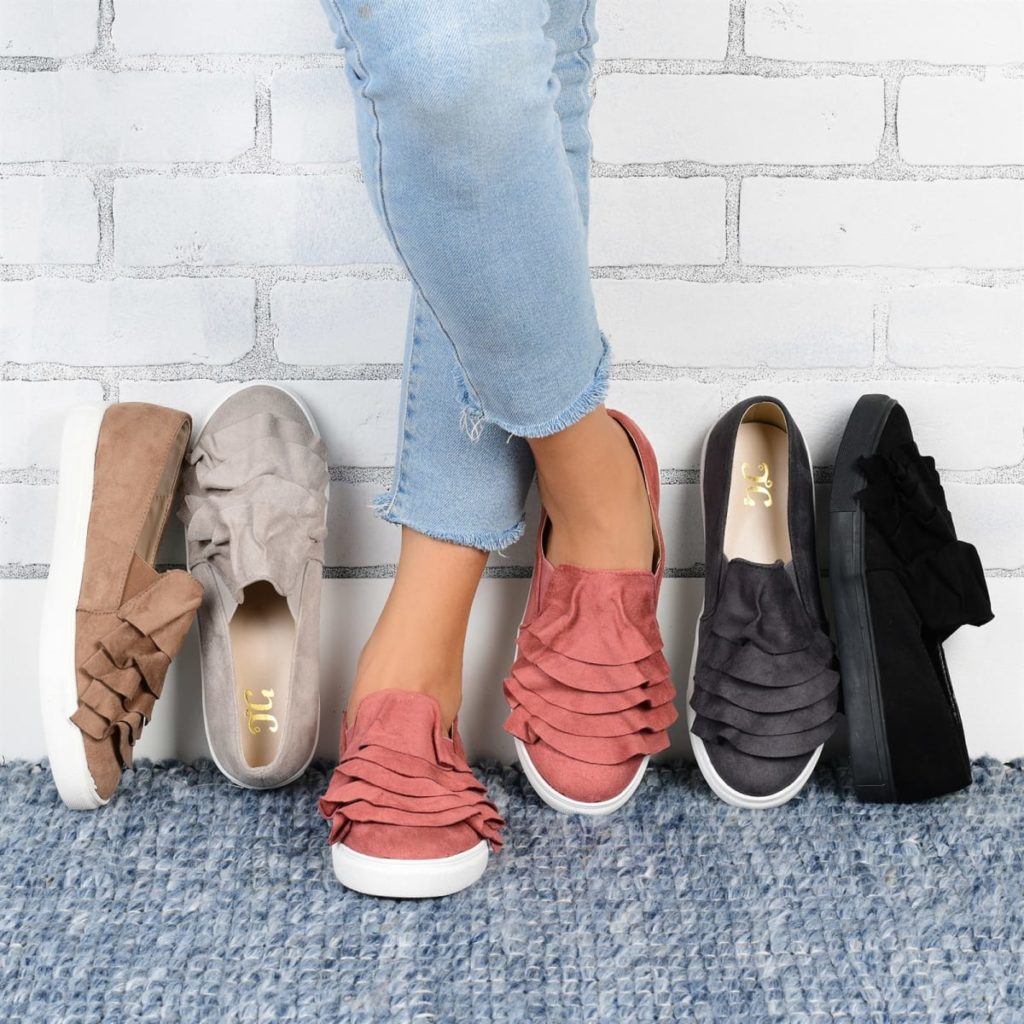 ruffle slip on sneakers