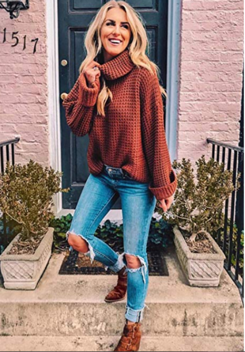 Chunky waffle knit turtleneck - A Thrifty Mom