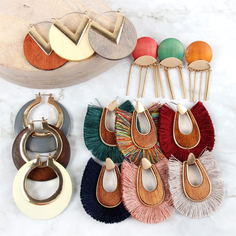 Wood detail earrings - A Thrifty Mom