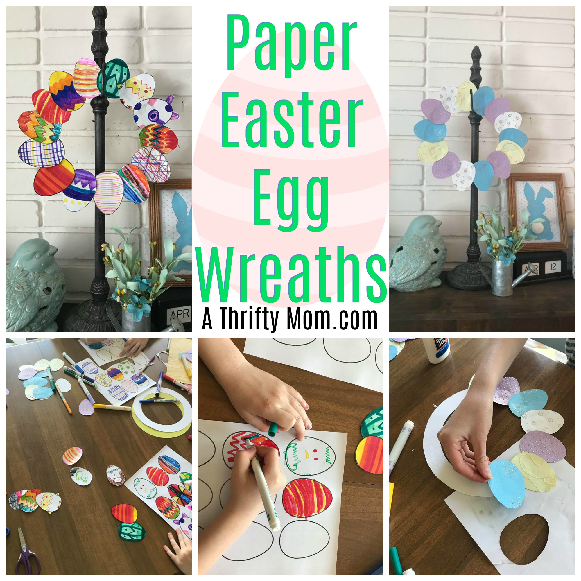 Paper Easter Egg Wreath - A Thrifty Mom