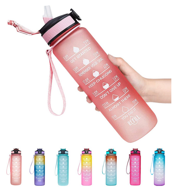 32oz Leakproof Water Bottle with Time Markers - A Thrifty Mom