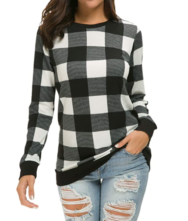 buffalo plaid sweater womens