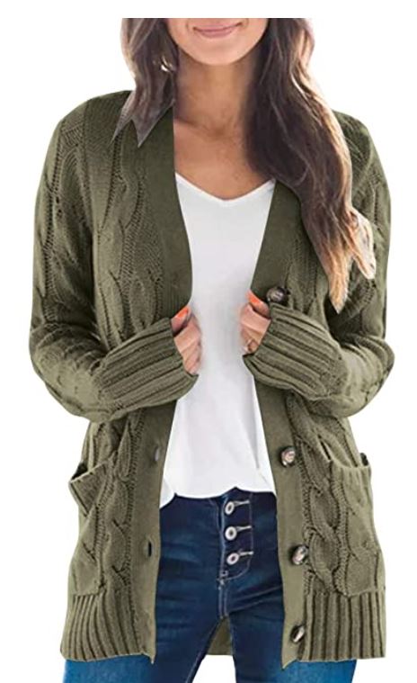 Chicbeautyy Women's Long Sleeve Cable Knit Cardigan Sweaters