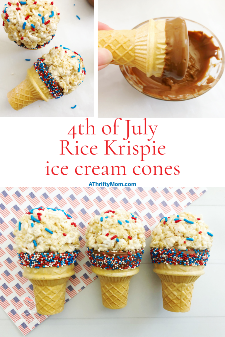 4th of July Rice Krispie treat ice cream cones - A Thrifty Mom